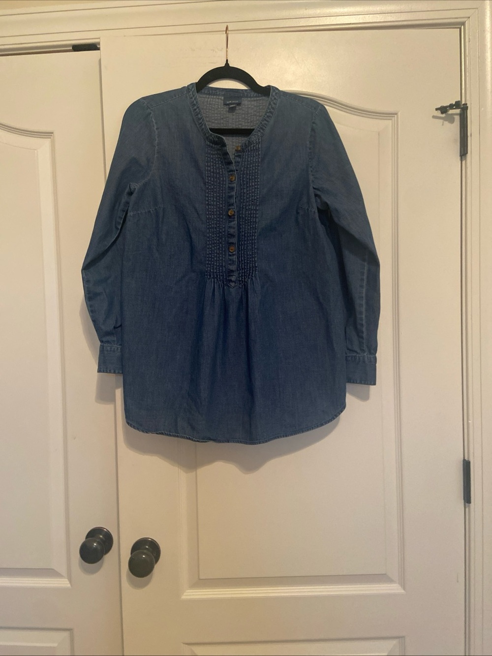 J. Jill Chambray Button-Pintuck Tunic - Blue